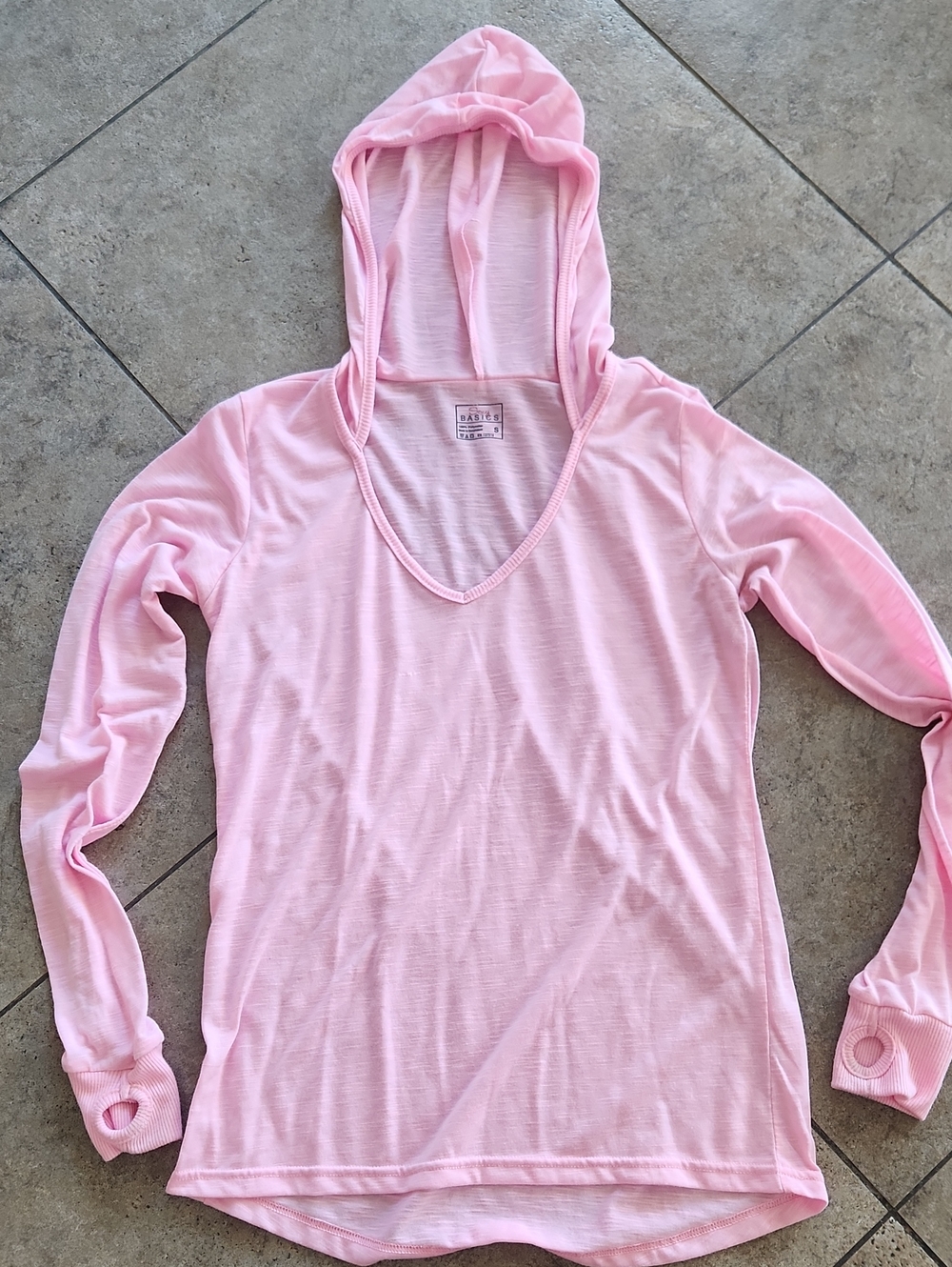 Light Pink Hooded Long Sleeve Top